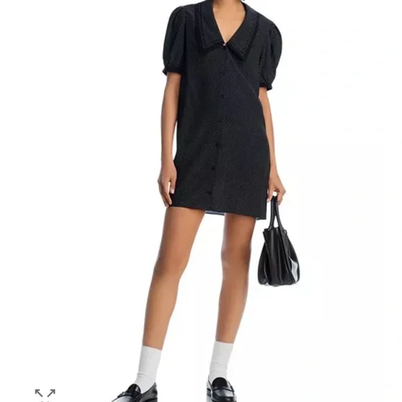 Frame Silk black and white Polka Dot Sailor Mini Dress size S - Picture 13 of 13